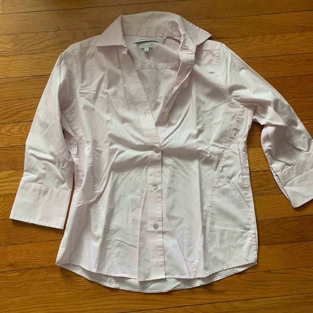 Pale pink 3/4 sleeve fox croft women’s button down XS